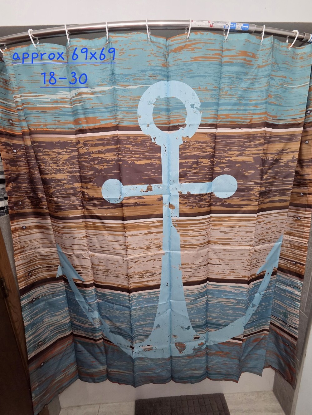 Nwot, Coastal Anchor Shower Curtain - Blue and Brown